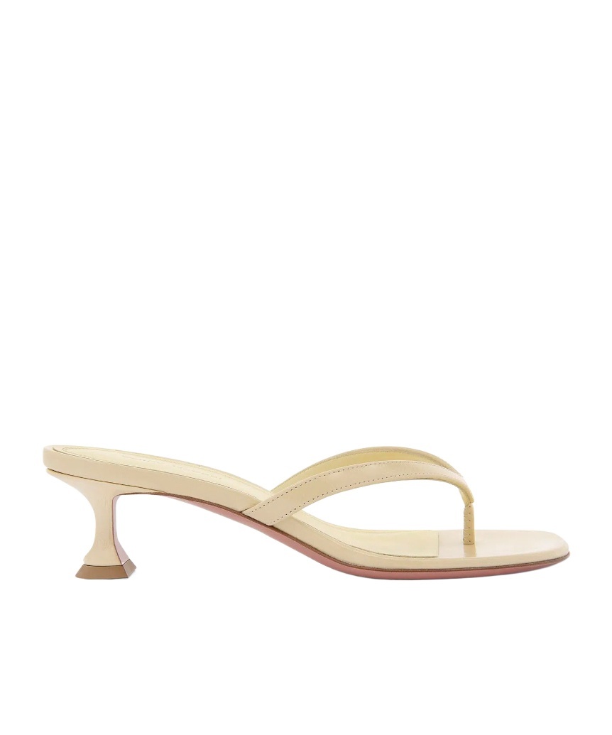 Amina Muaddi Juliette Sand Patent Thong Sandals In Yellow