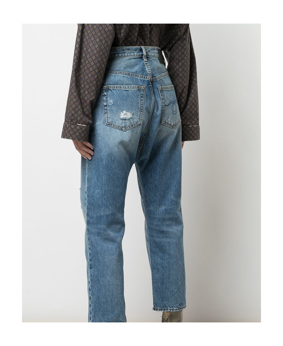 R13 Bain Distressed Boyfriend Jeans In Blue