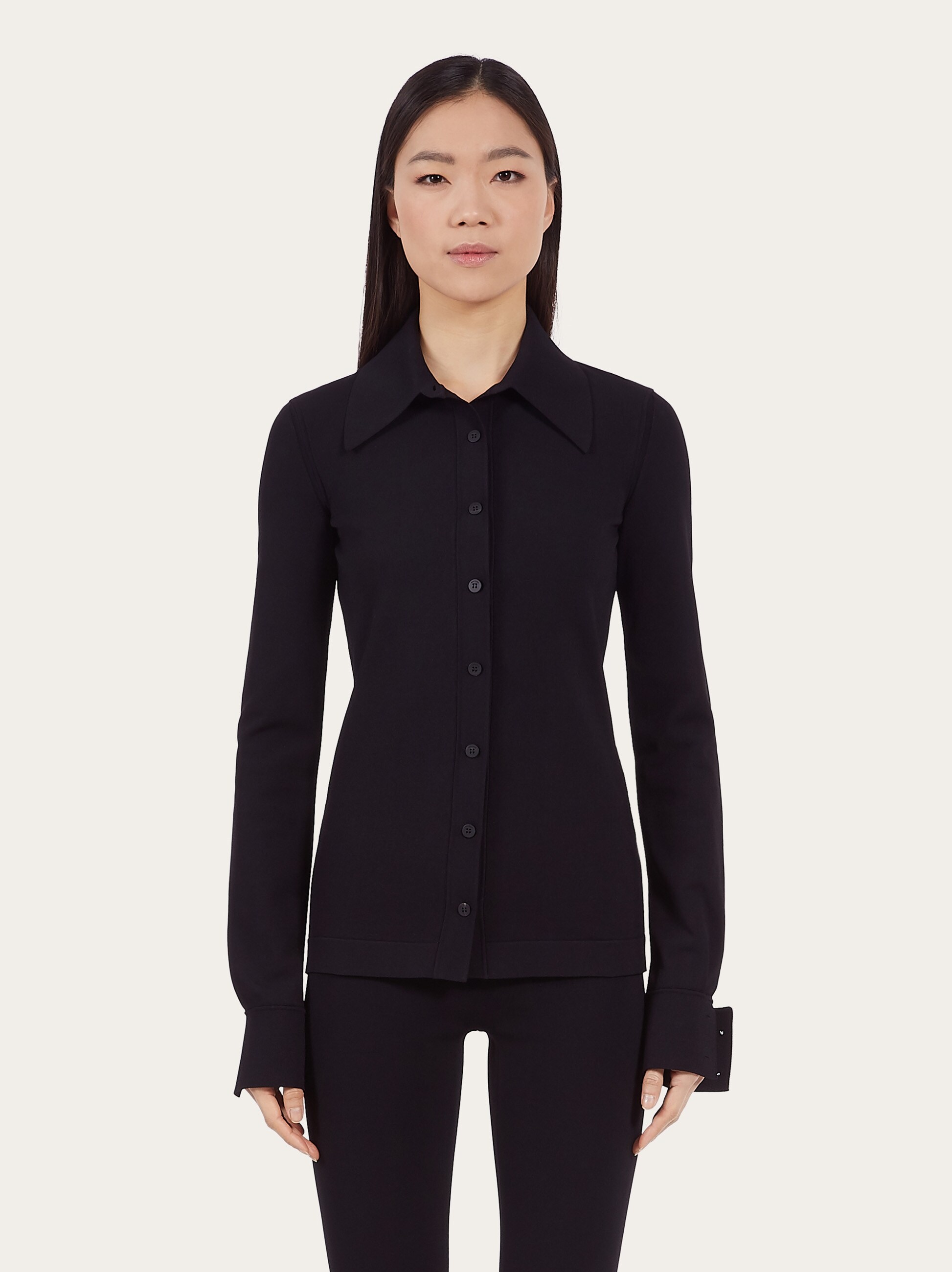 Ferragamo Long-sleeved Shirt In Black
