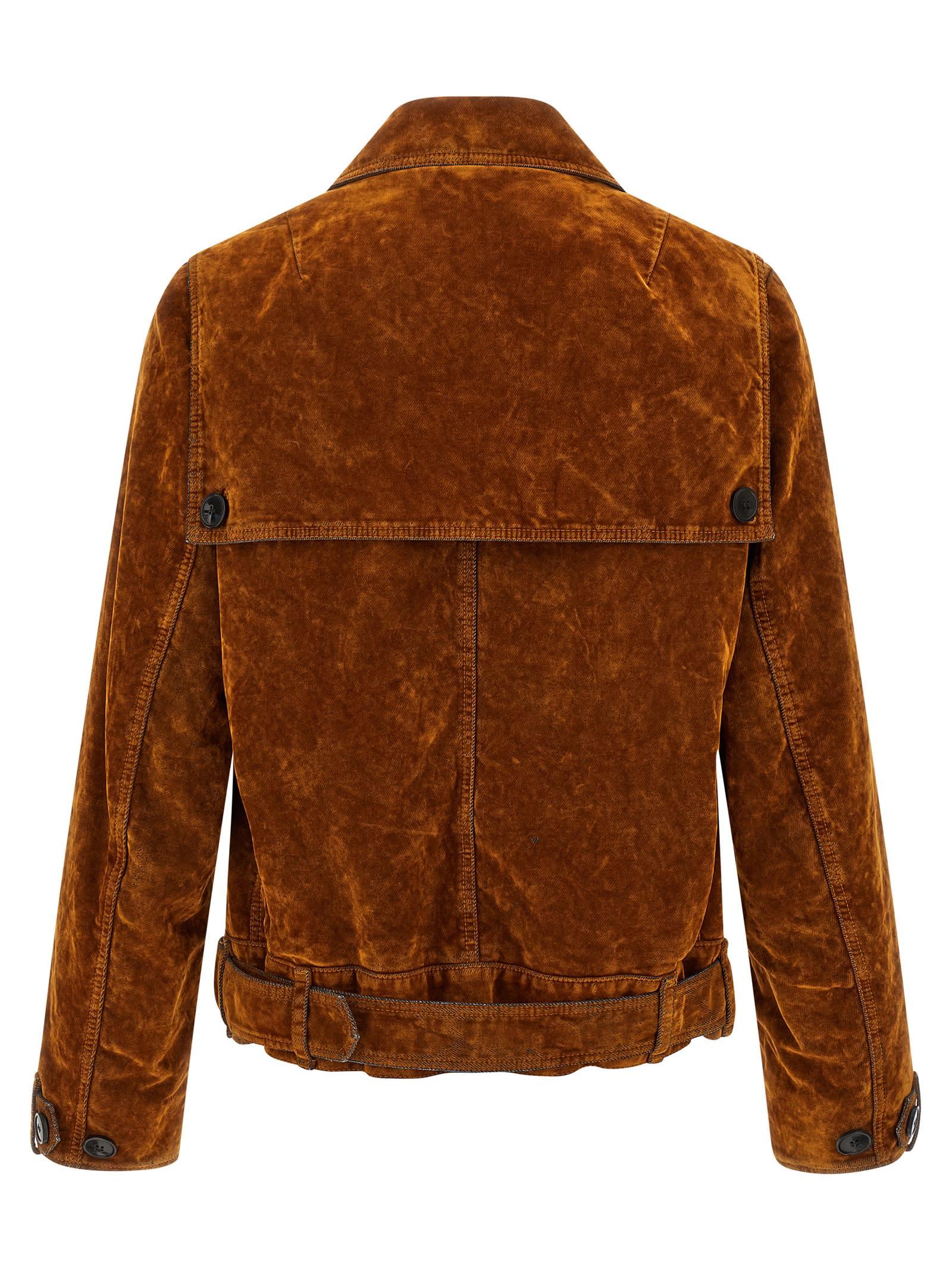 Dries Van Noten Velvet Biker Jacket Puffer Jackets Multicolor In Brown
