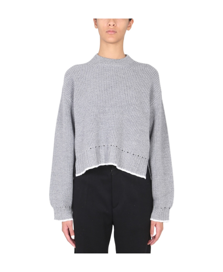 Shop Proenza Schouler White Label Cut-out Crewneck Sweater In Gray