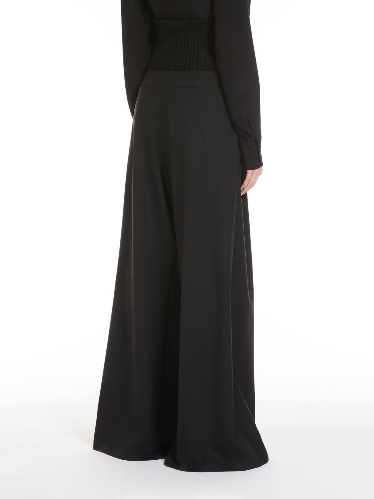 Max Mara Stretch Wool Pants In Black