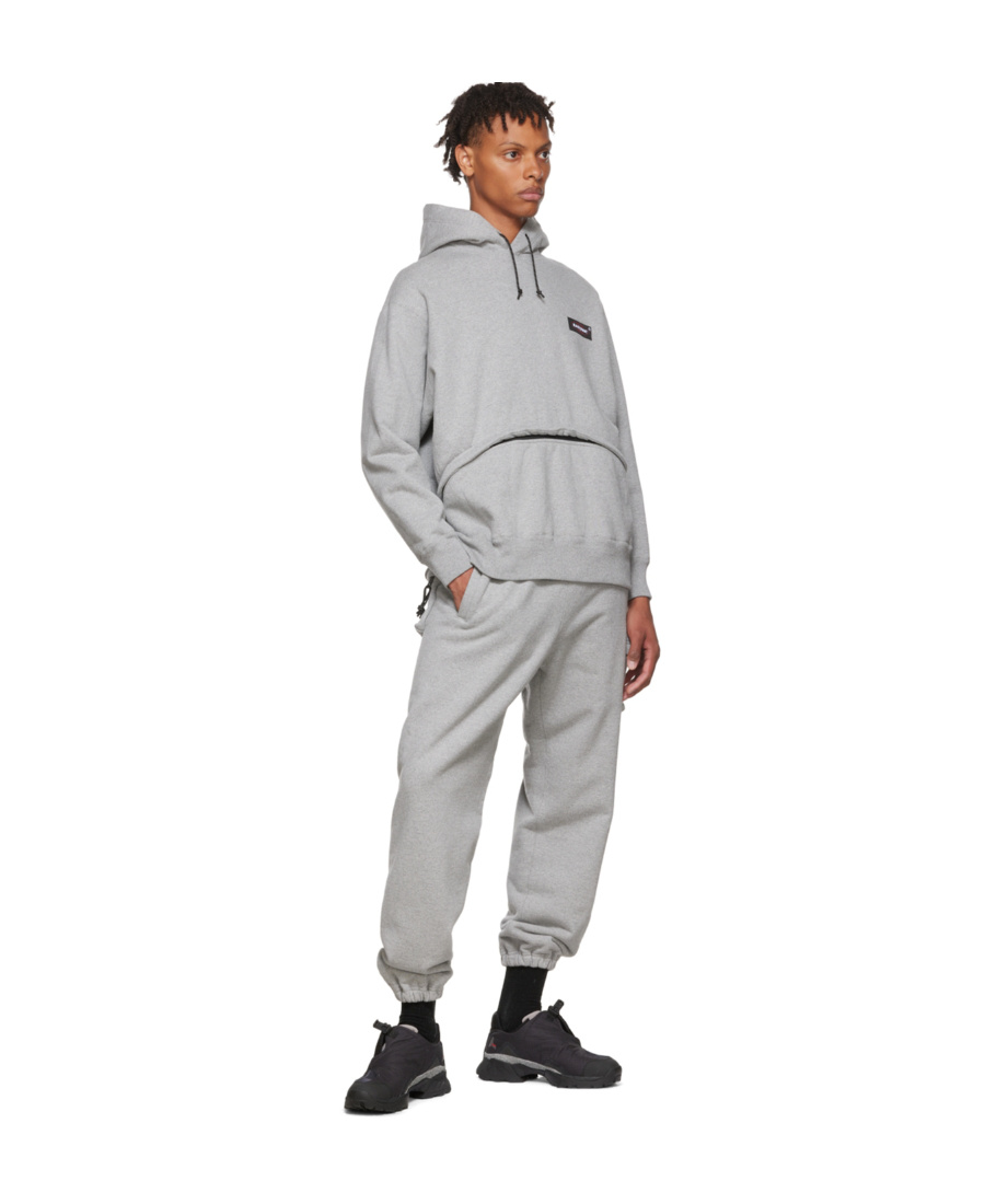 Undercover Logo-patch Drawstring Hoodie In Gray