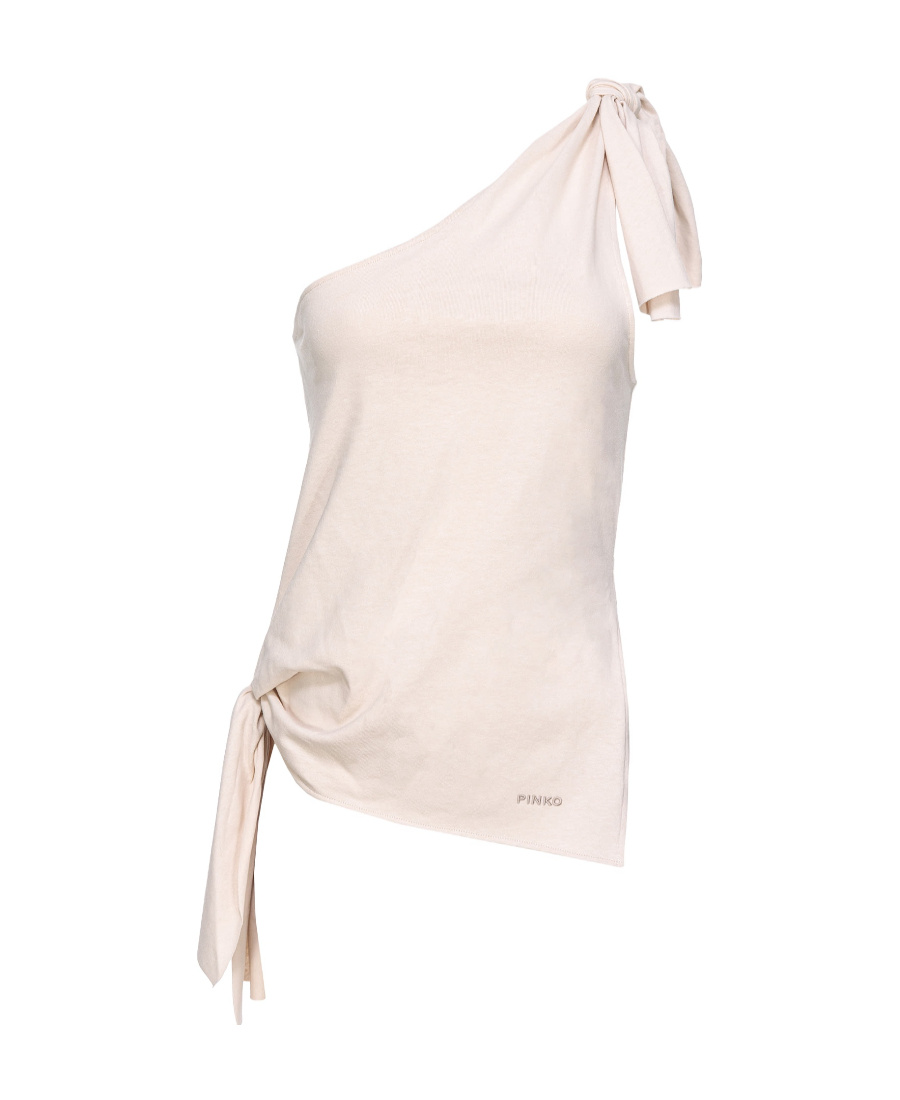 Pinko One-shoulder Cotton And Linen Top In Pink