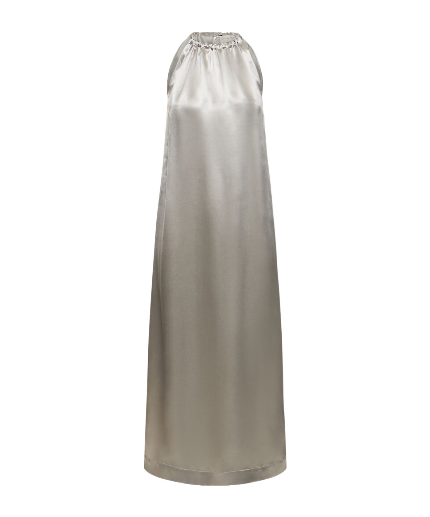 Loulou Studio Morene Silk Blend Halter Neck Long Dress In Gray