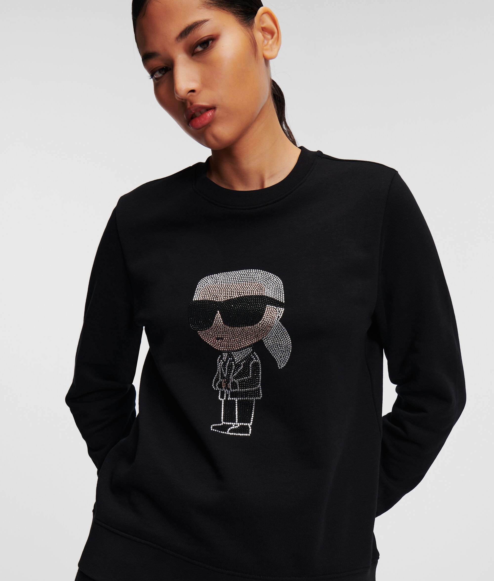 Shop Karl Lagerfeld Ikonik Rhinestone-embellished Jumper In Black