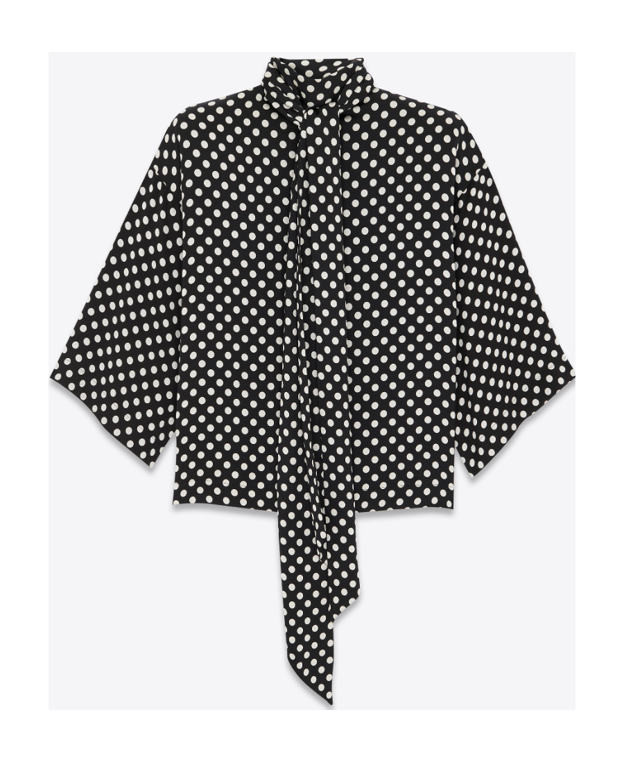 Saint Laurent Satin Blouse In Black