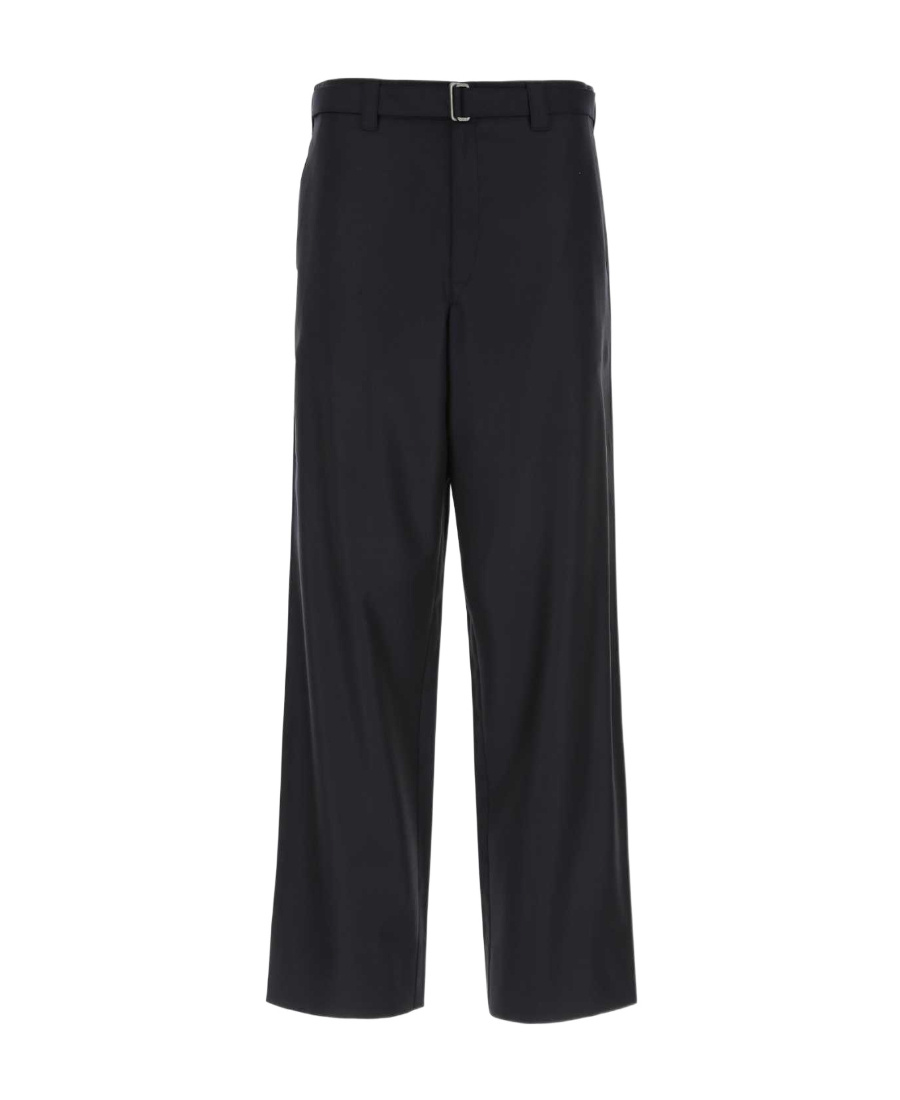 Prada Midnight Wool Wide-leg Pant In Blue