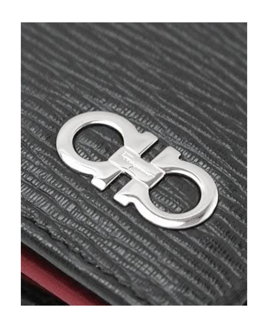 Ferragamo Small Gancio Double-folded Wallet In Black