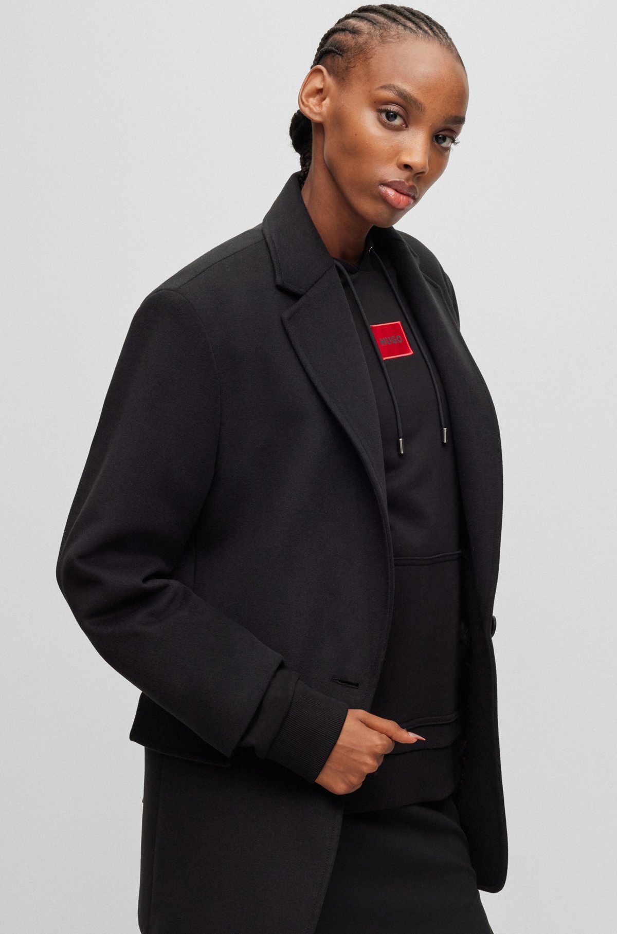 Hugo Boss Long Sleeved Suit Jacket In Black