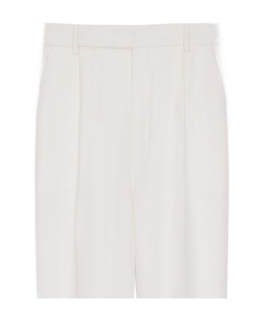 Saint Laurent Wool Tailored Trousers In White