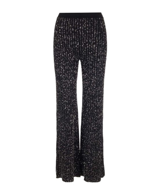 Missoni Sequin-embellished Ribbed-knit Trousers In Black