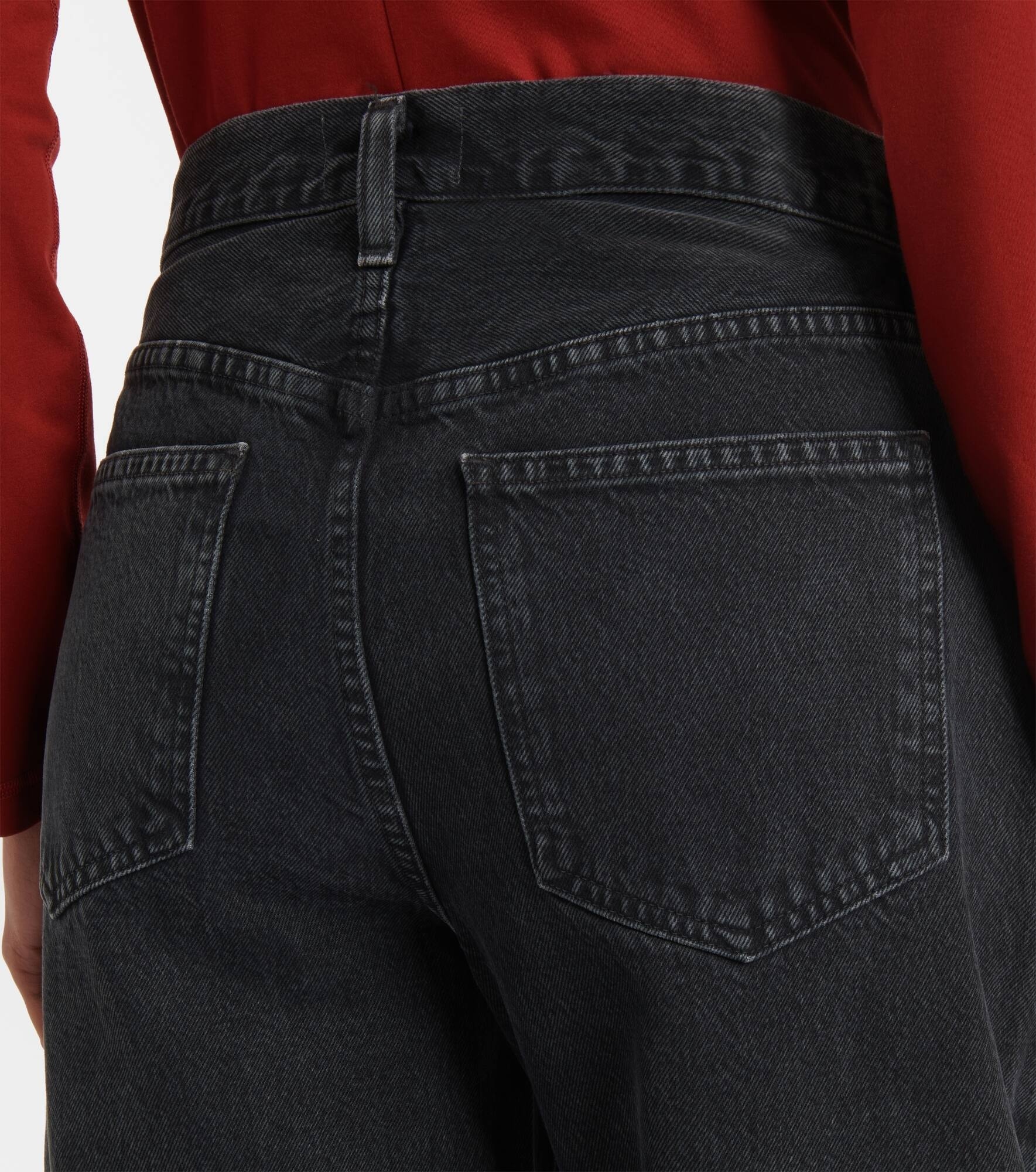 Agolde Denim Trousers With Belt Loops In Black