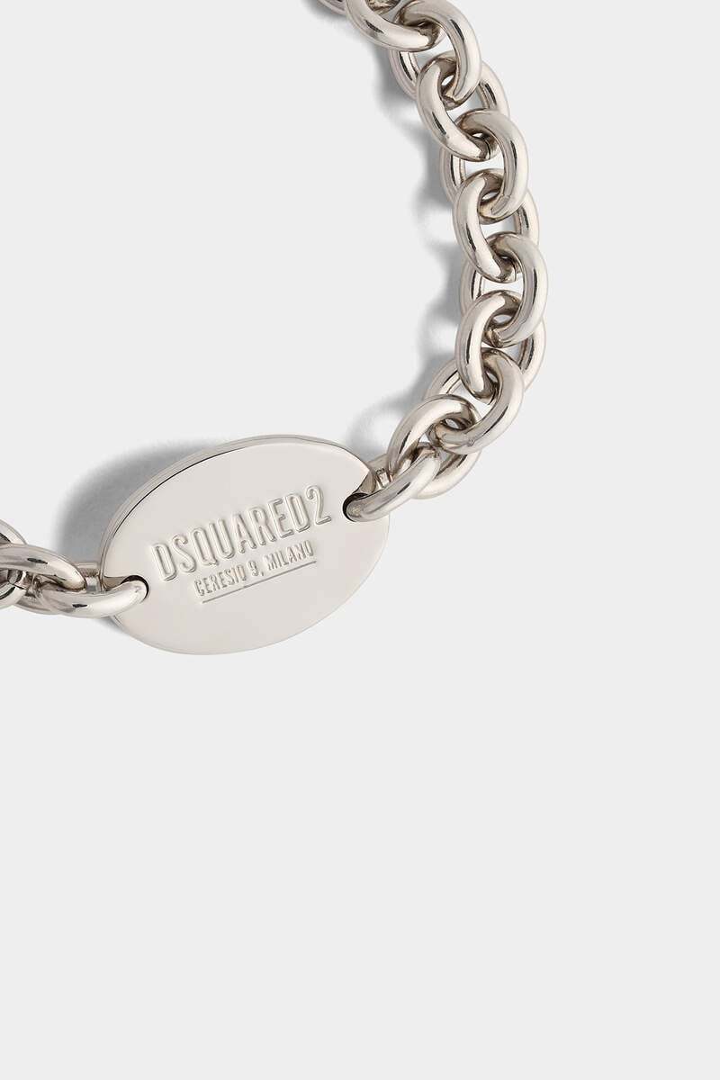 Dsquared2 Logo-engraved Chain-link Id Bracelet In White