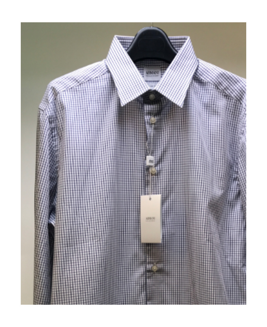 Armani Collezioni Checkered Detail Shirt In Gray