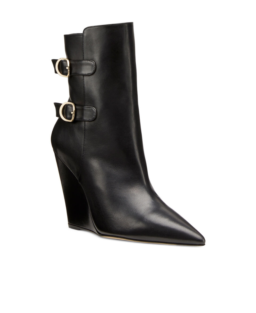 Stuart Weitzman Pointed-toe 100mm Wedge Boots In Black
