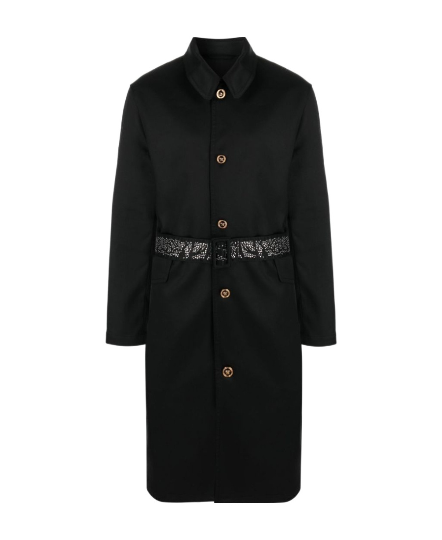 VERSACE BELTED COTTON COAT 