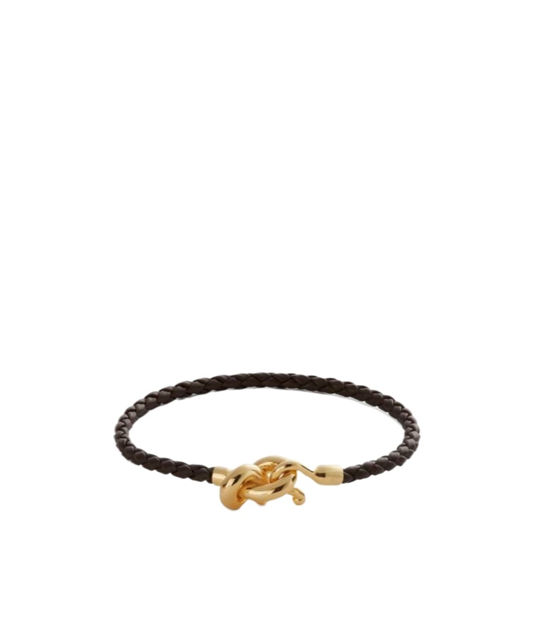 Bottega Veneta Leather Knot Bracelet In Black