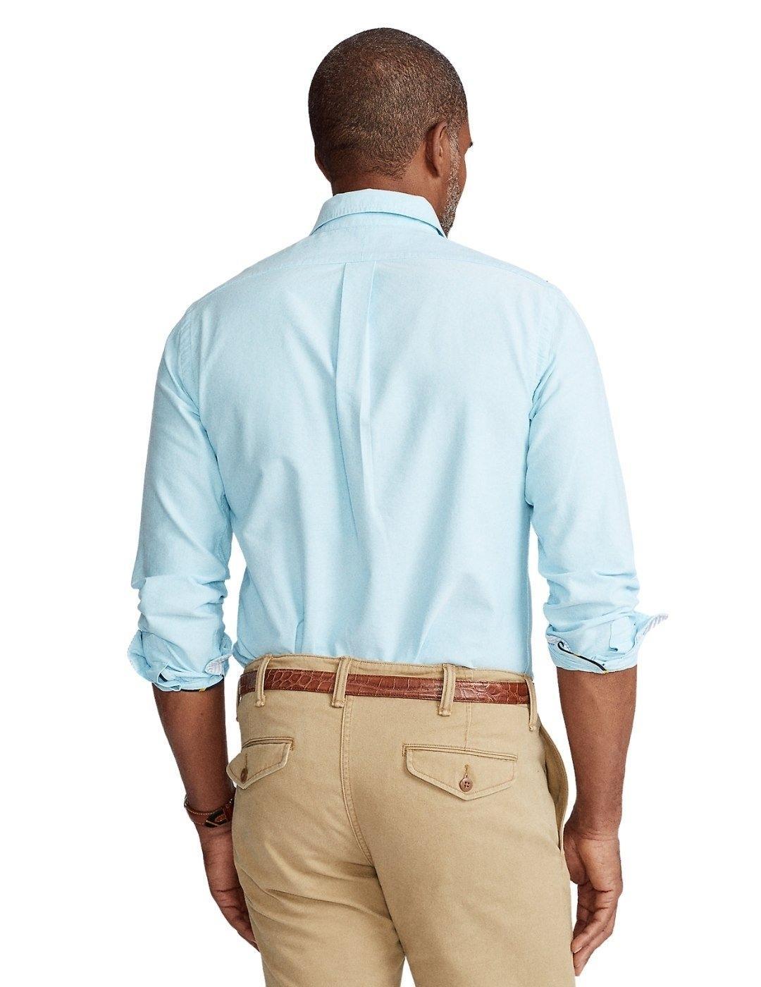Polo Ralph Lauren Embroidered Logo Oxford Shirt In Blue