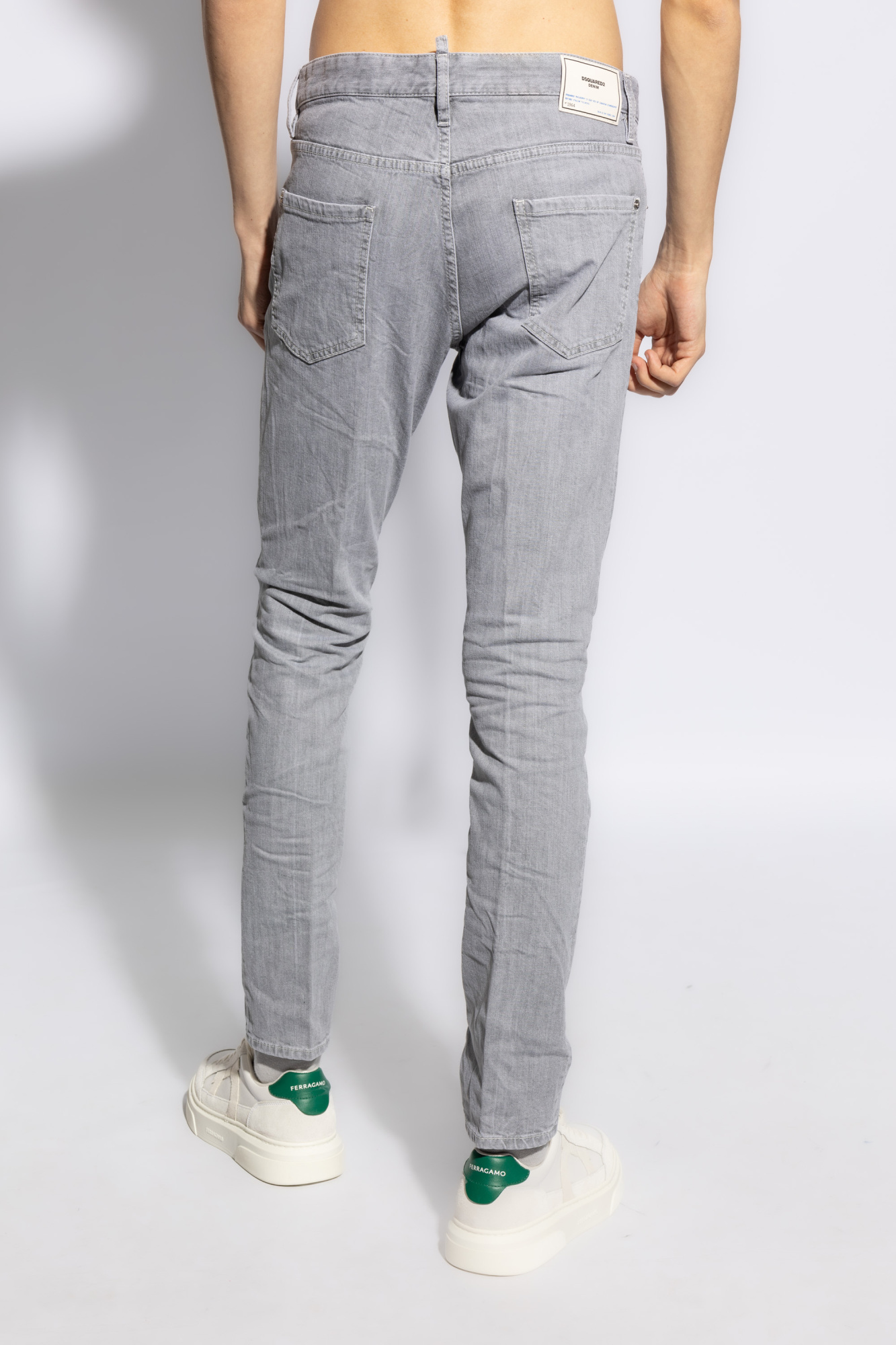 Dsquared2 Cotton Trouser With Back Logo Patch In Gray