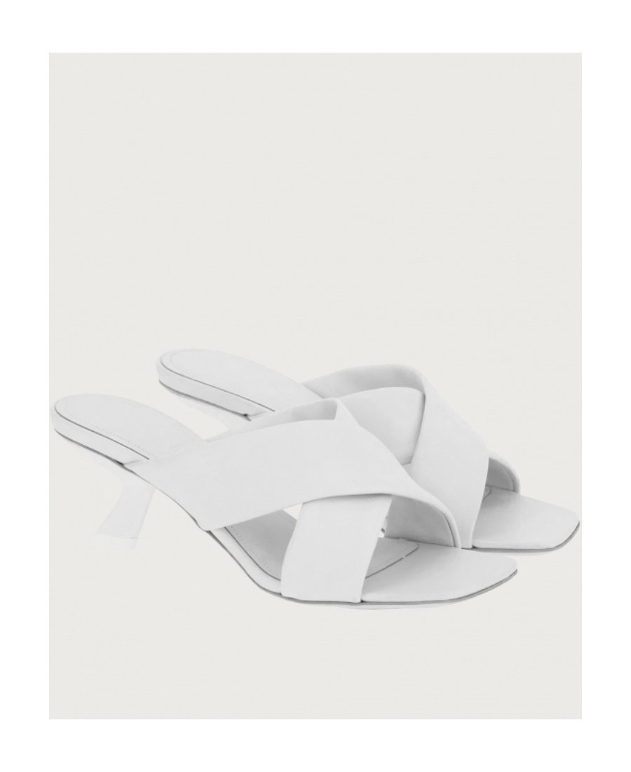 Ferragamo 55mm Crossover-strap Detail Mules In White