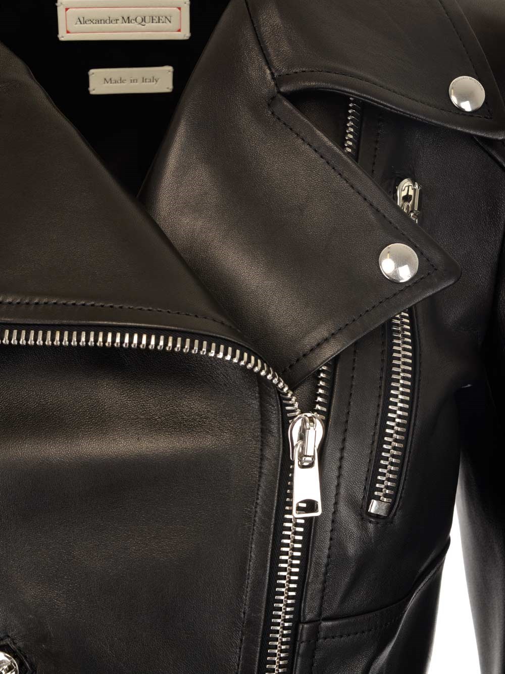 Alexander Mcqueen Frock-detail Peplum Leather Biker Jacket In Black