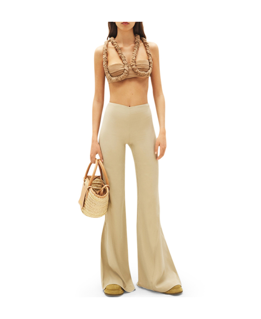 Jacquemus Soffio Flared Trousers In Nude
