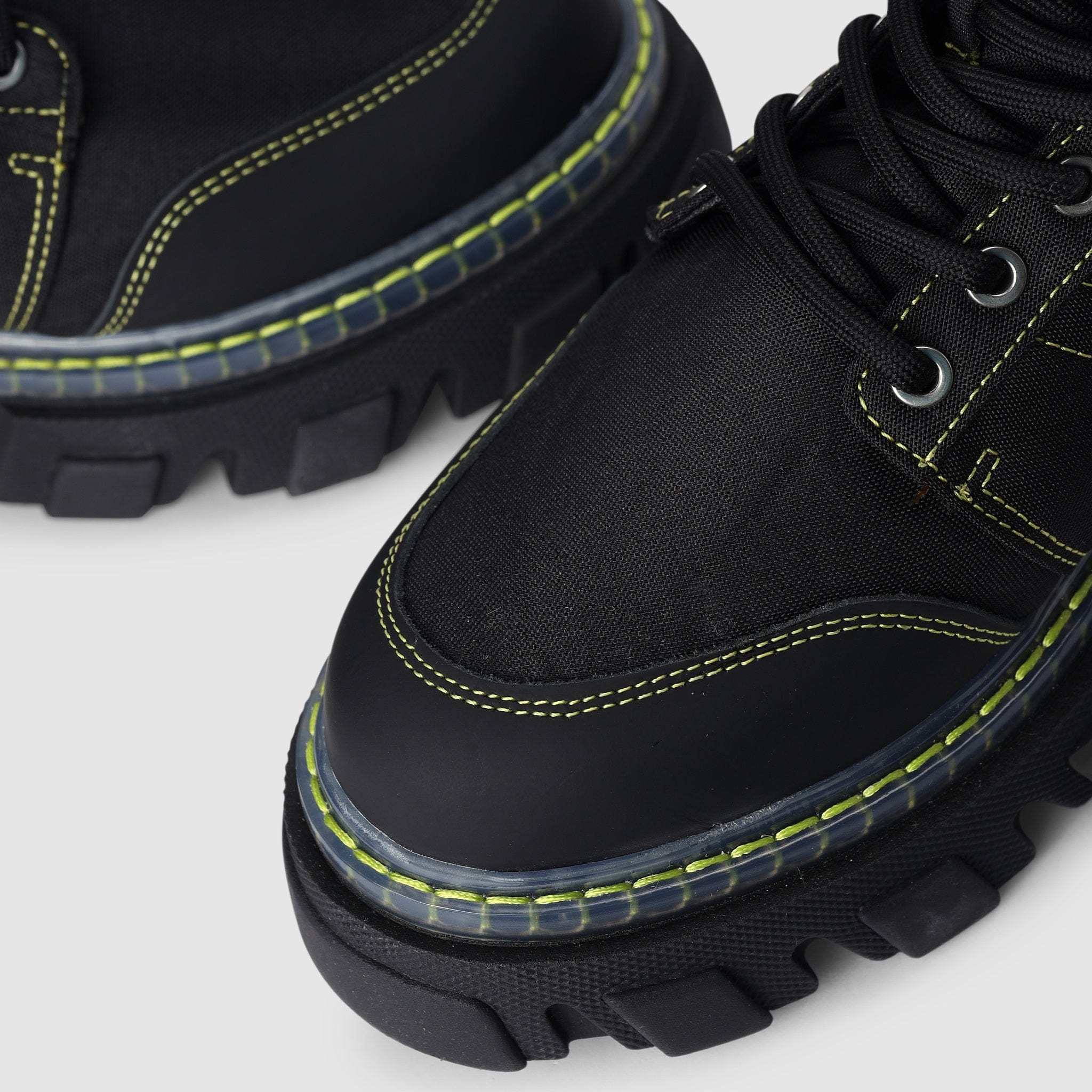 Ganni 50mm Recycled Fabric Hiking Boots In Black