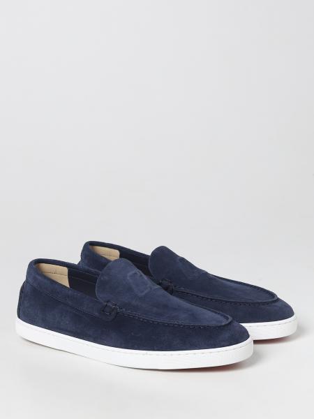 Christian Louboutin Logo-embossed Suede Loafers In Blue