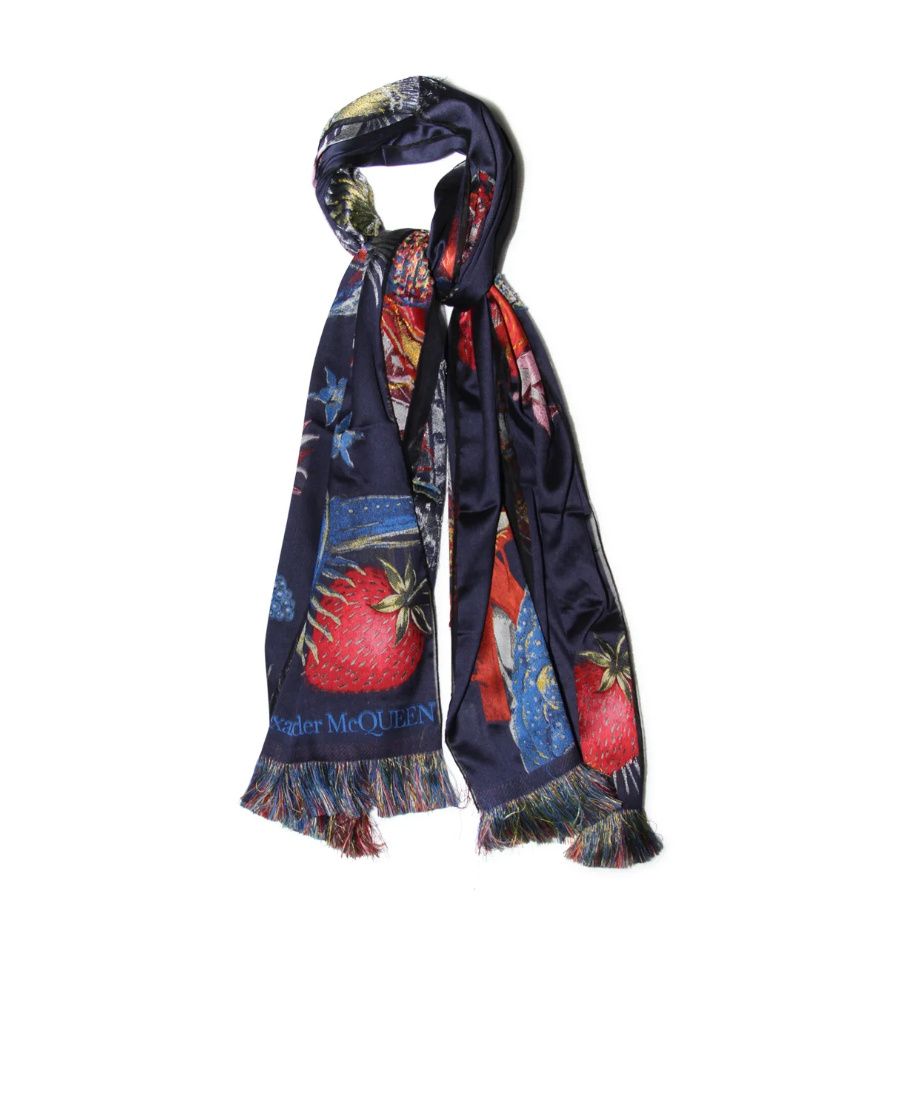 Alexander Mcqueen Graphic-print Scarf In Black