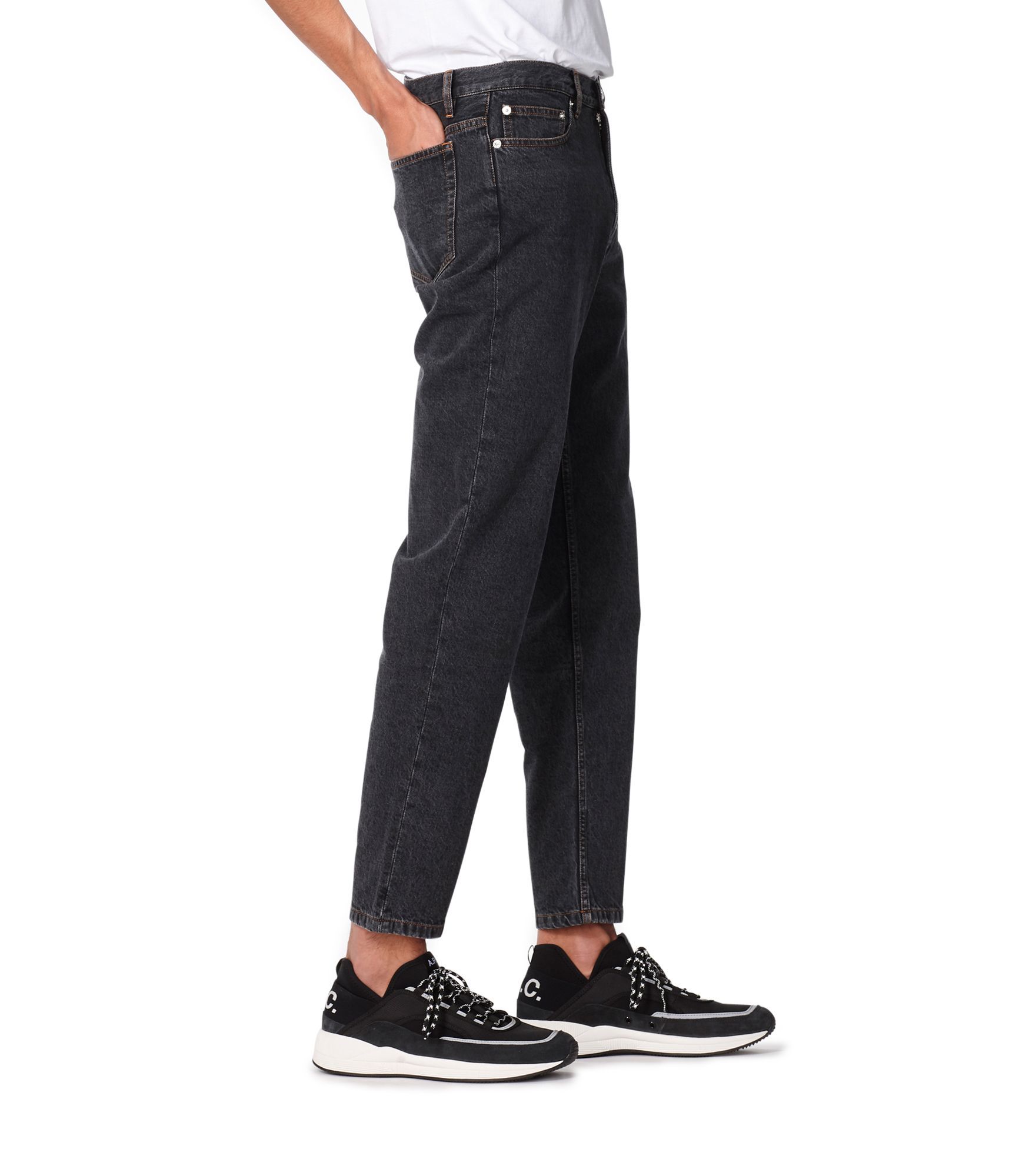 Apc A.p.c. Straight-leg Jeans With High Waist And Subtle Texture In Black