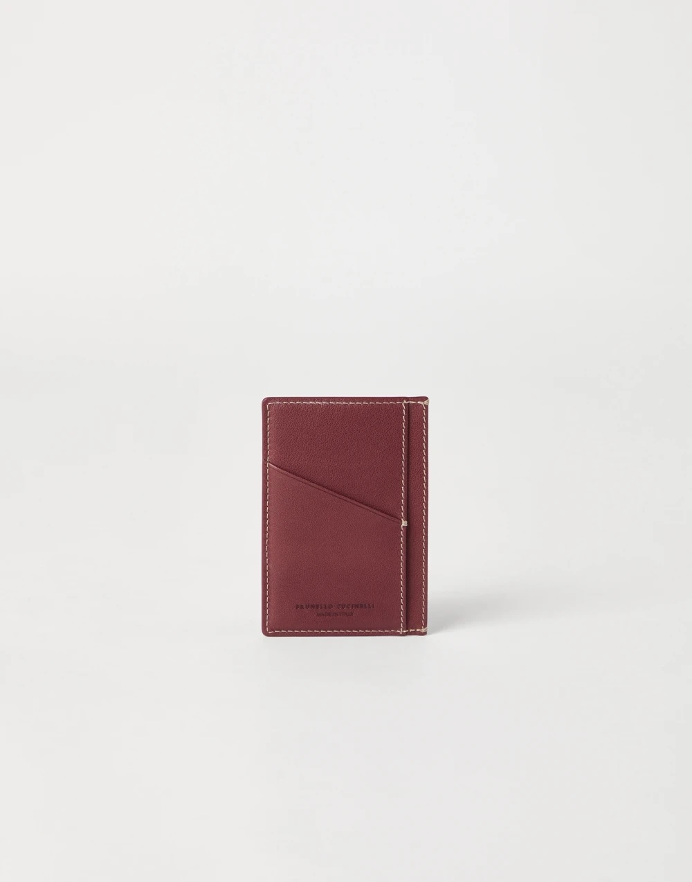Brunello Cucinelli Debossed-logo Cardholder In Burgundy