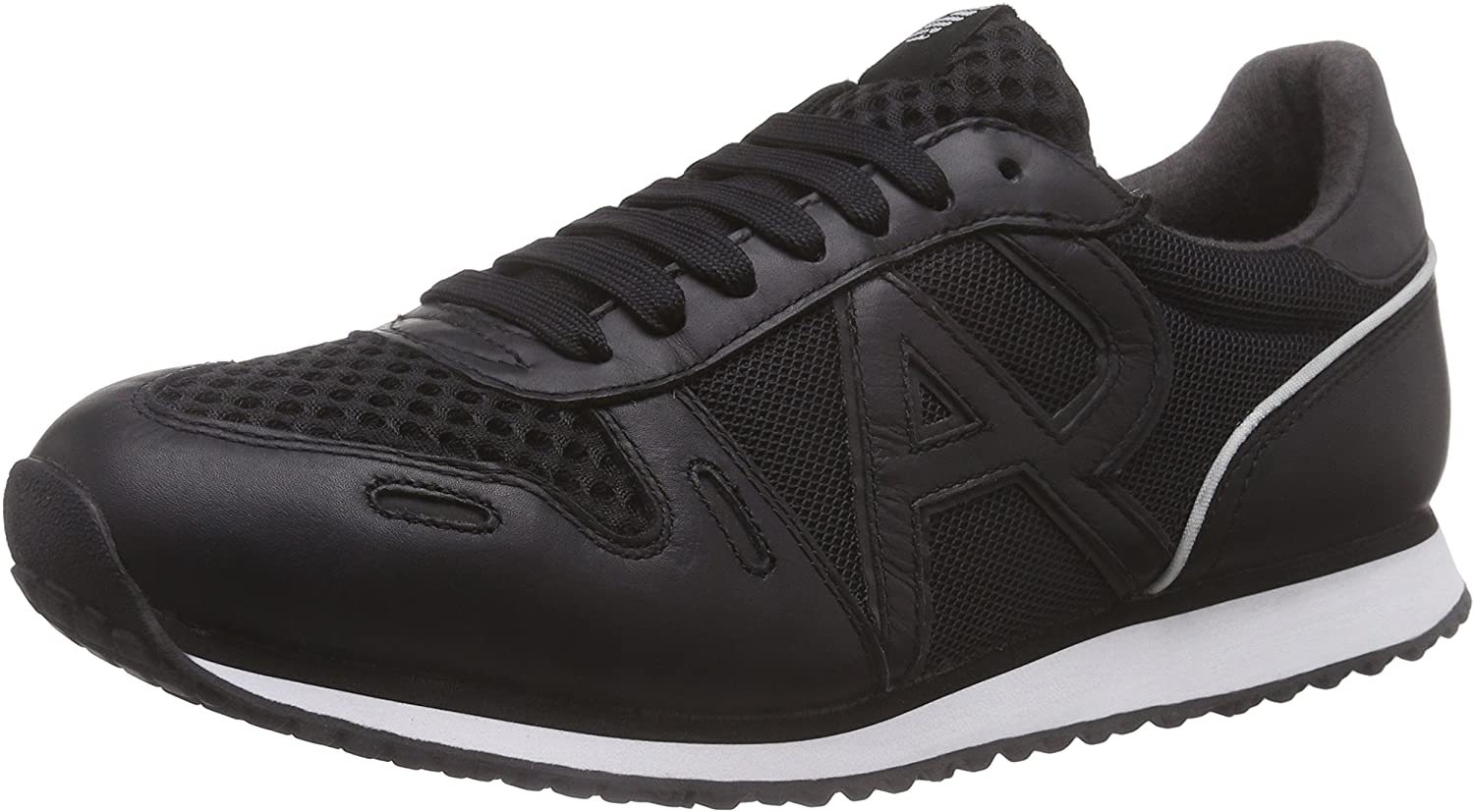 Armani Jeans Black Logo Casual Sneakers In Black