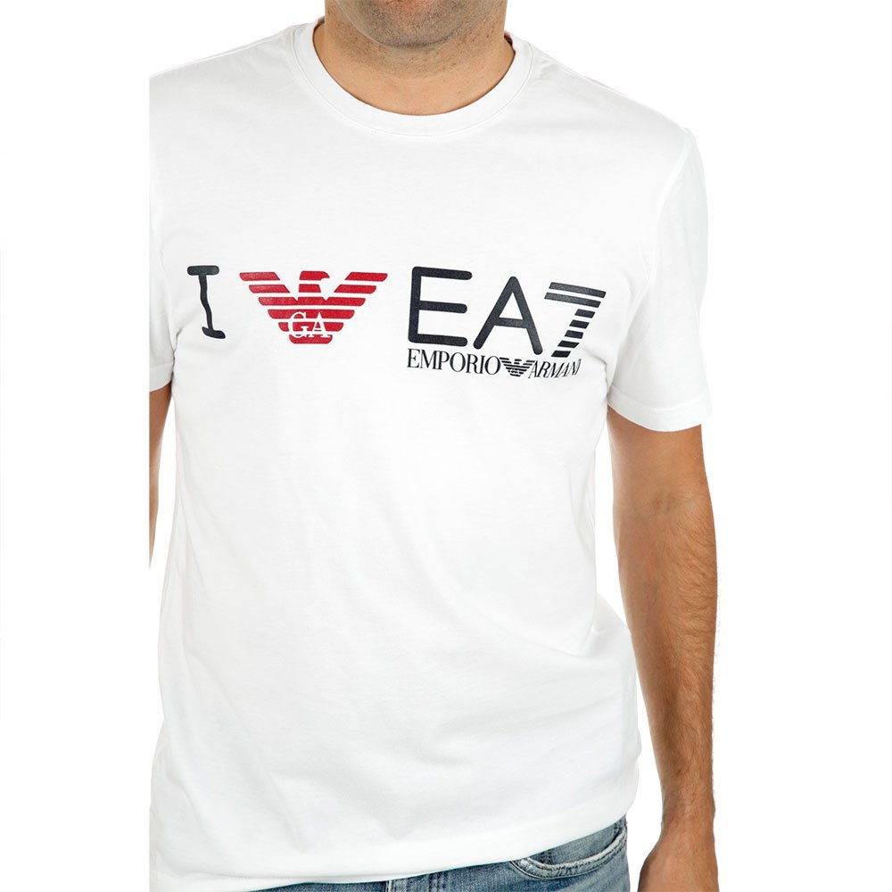 Ea7 Logo Round-necked T-shirt In White