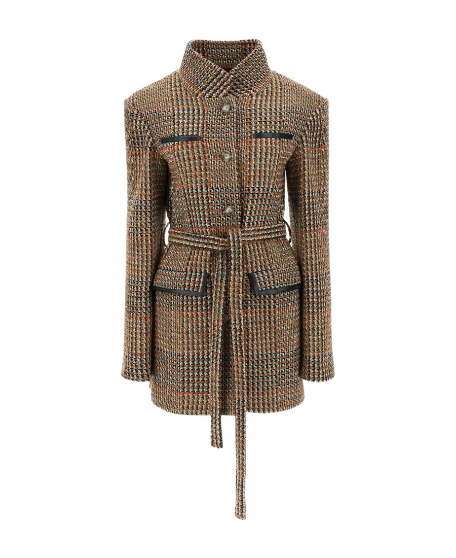 Stella Mccartney Multicolored Tweed Jacket In Brown