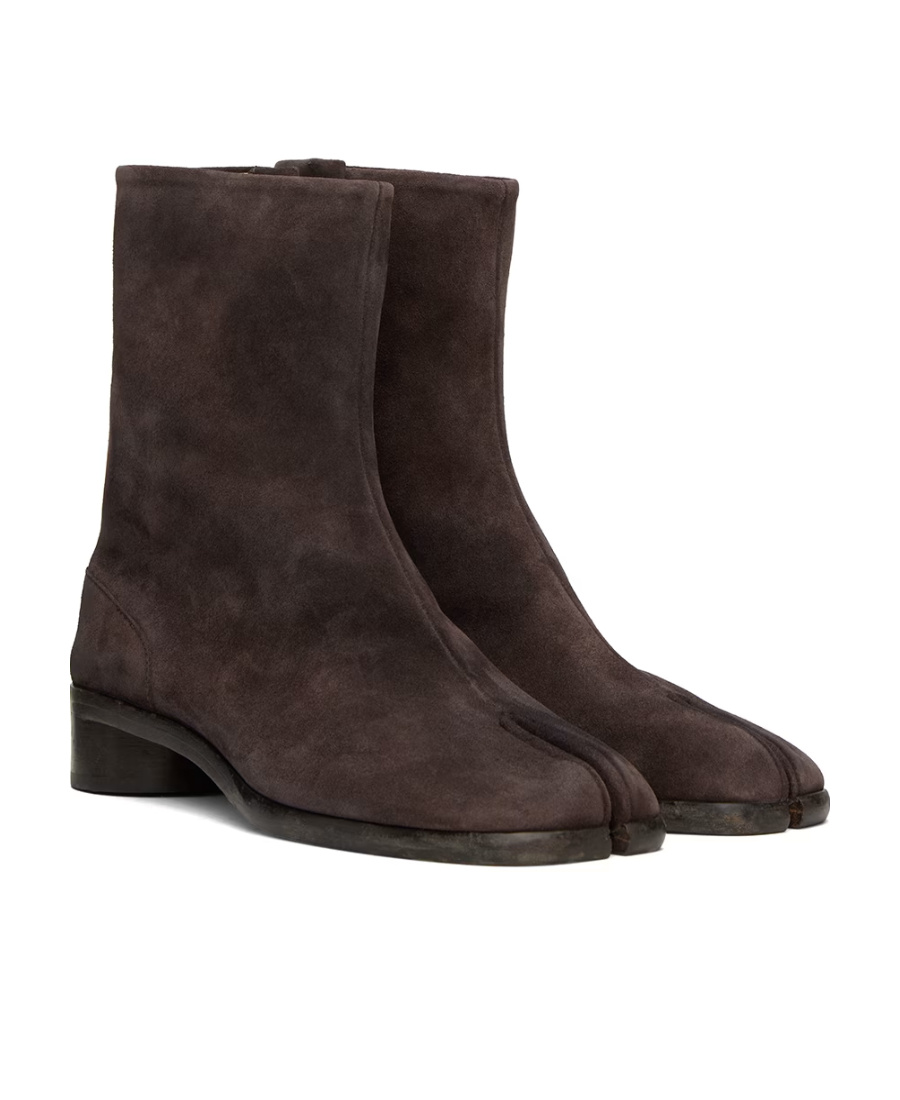 Maison Margiela Man Ankle Boots Dark Brown Size 9 Leather In Black
