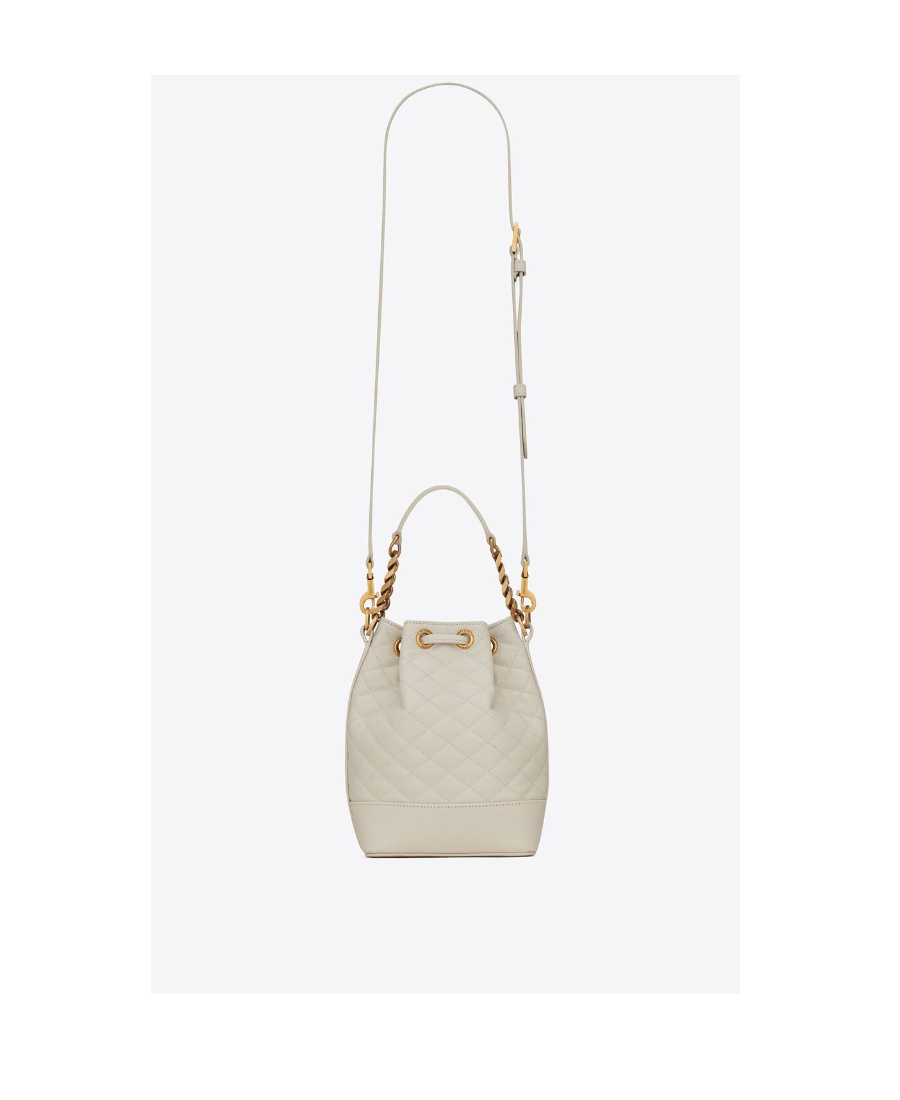 Saint Laurent Emmanuelle Small Bucket Bag In Quilted Lambskin In Nude