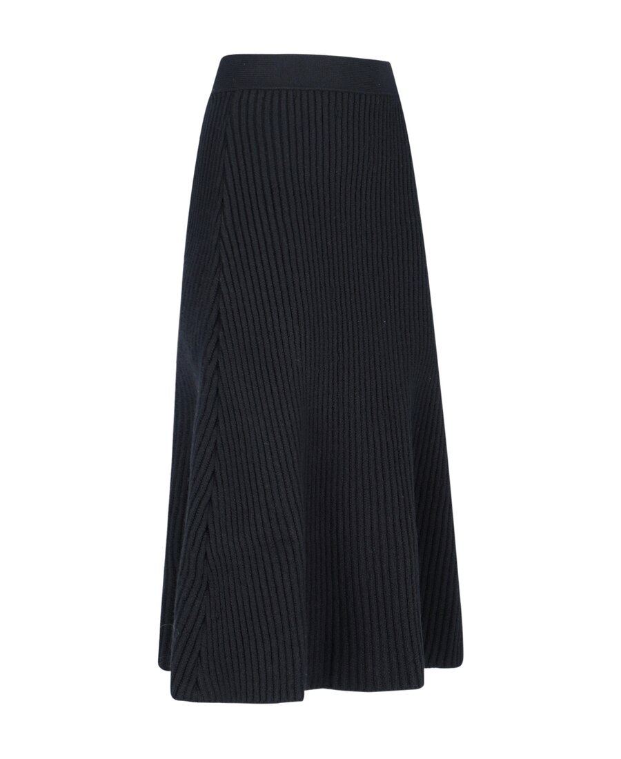 Shop Bottega Veneta Ribbed A-line Skirt In Black