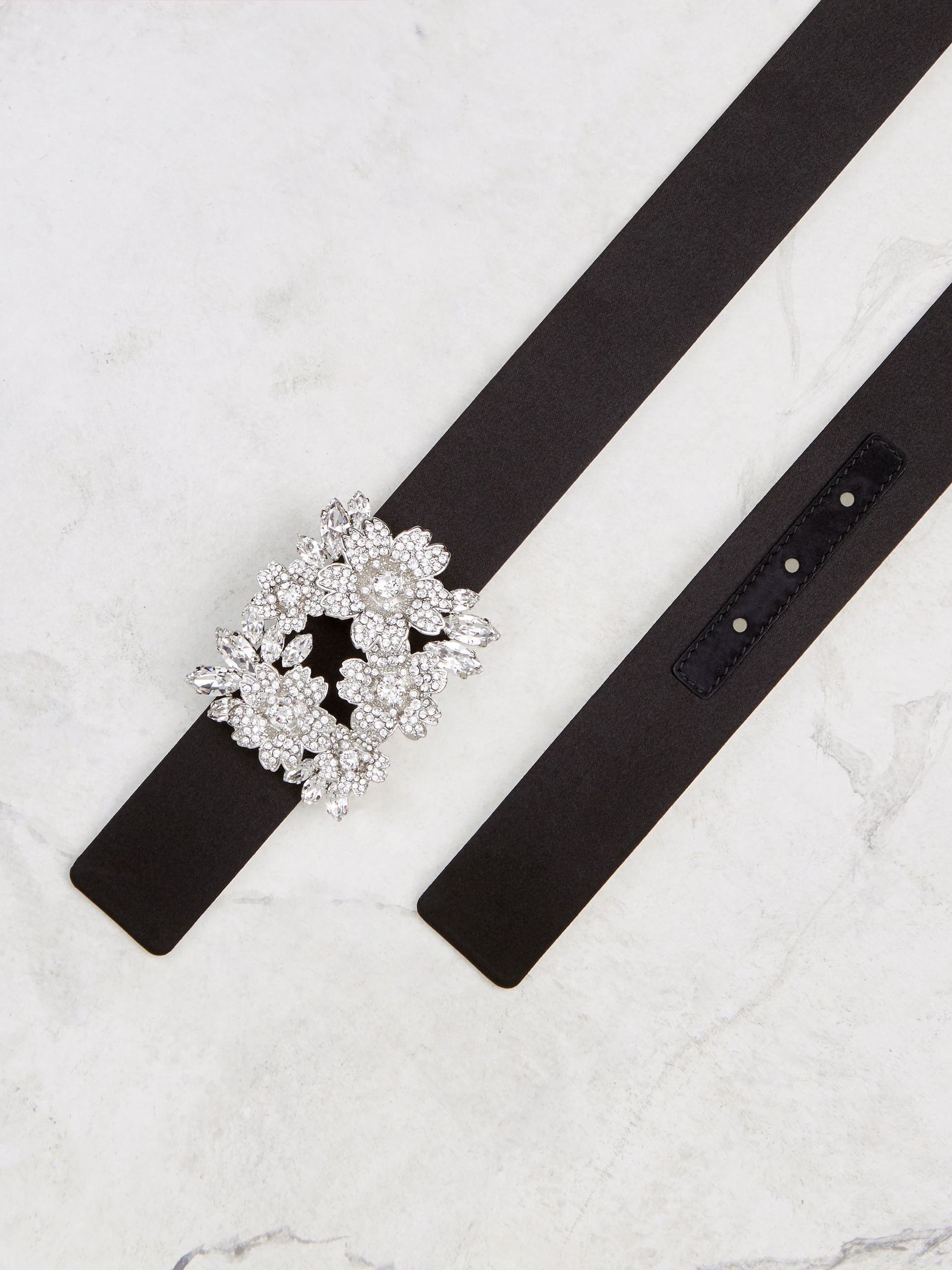 Roger Vivier Efflorescence-buckle Satin Belt In Black