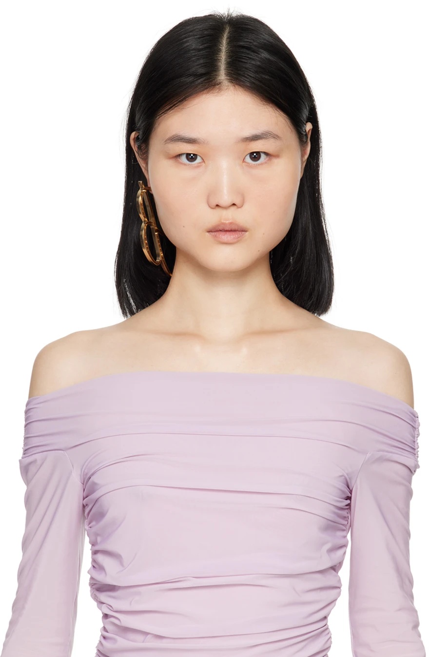 Blumarine B Logo Crystal Mono Earring In Yellow