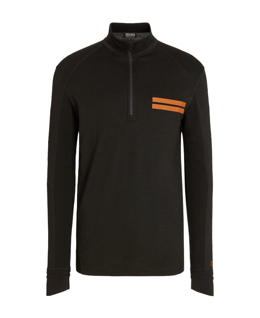 ZEGNA WOOL ZIPPER HIGH-NECKED SWEATER