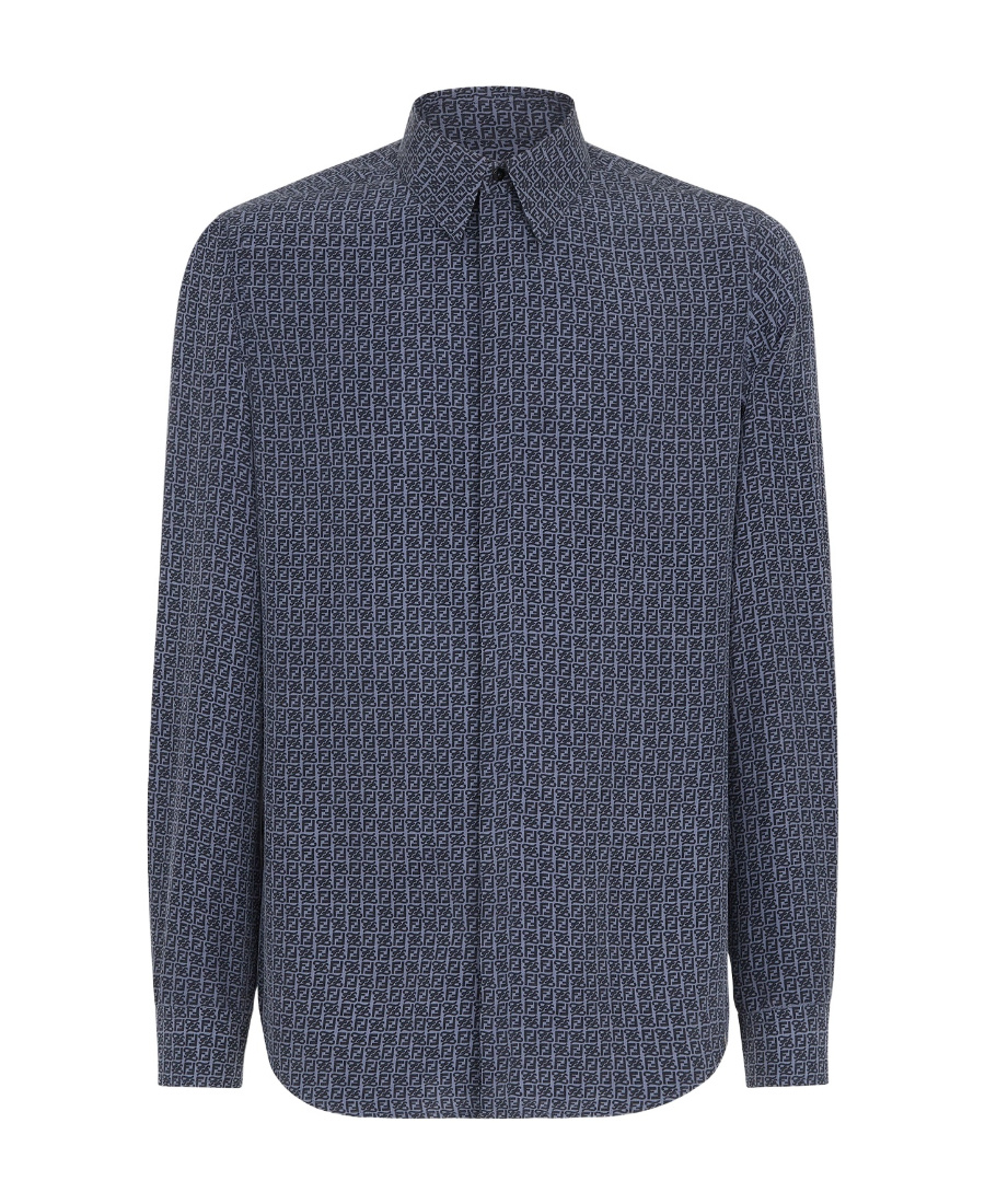 Fendi Karligraphy-print Long Sleeved Shirt In Black