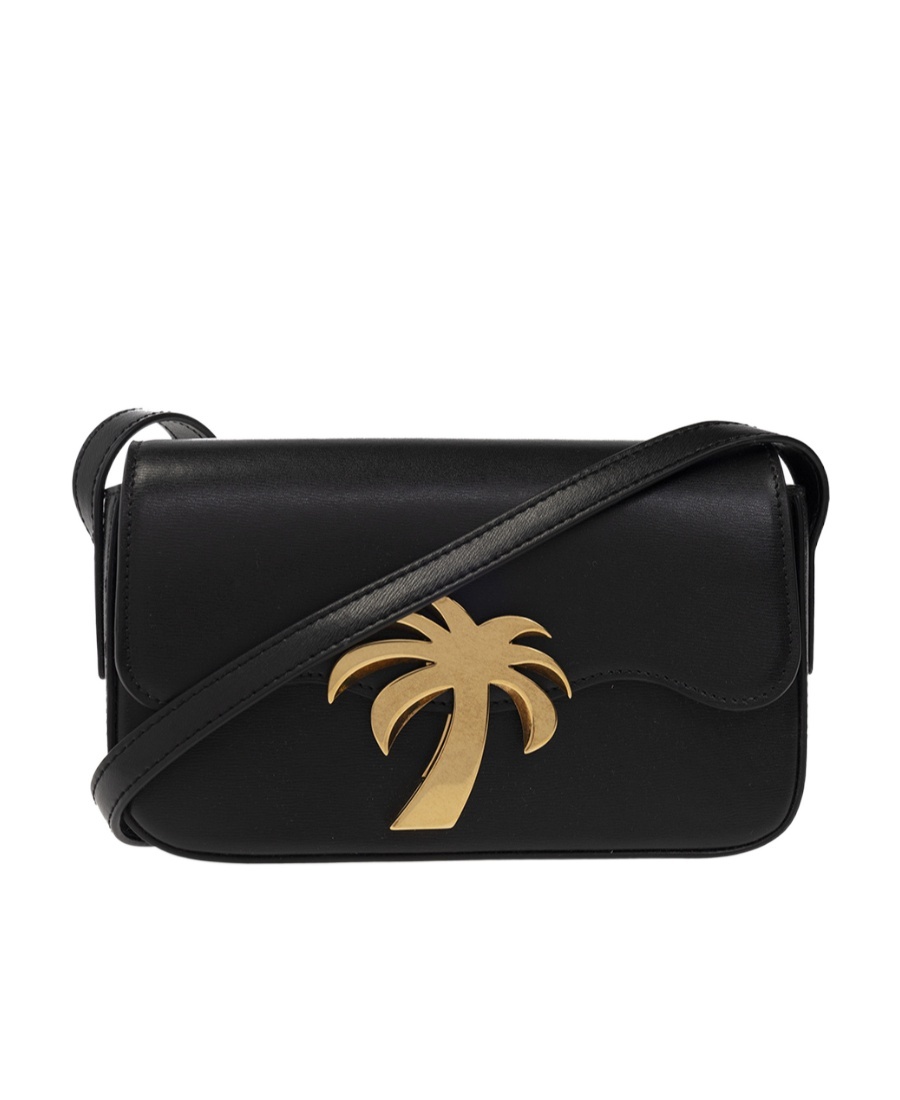 Palm Angels Bridge Crossbody Bag In Smooth Calf Leather In Black