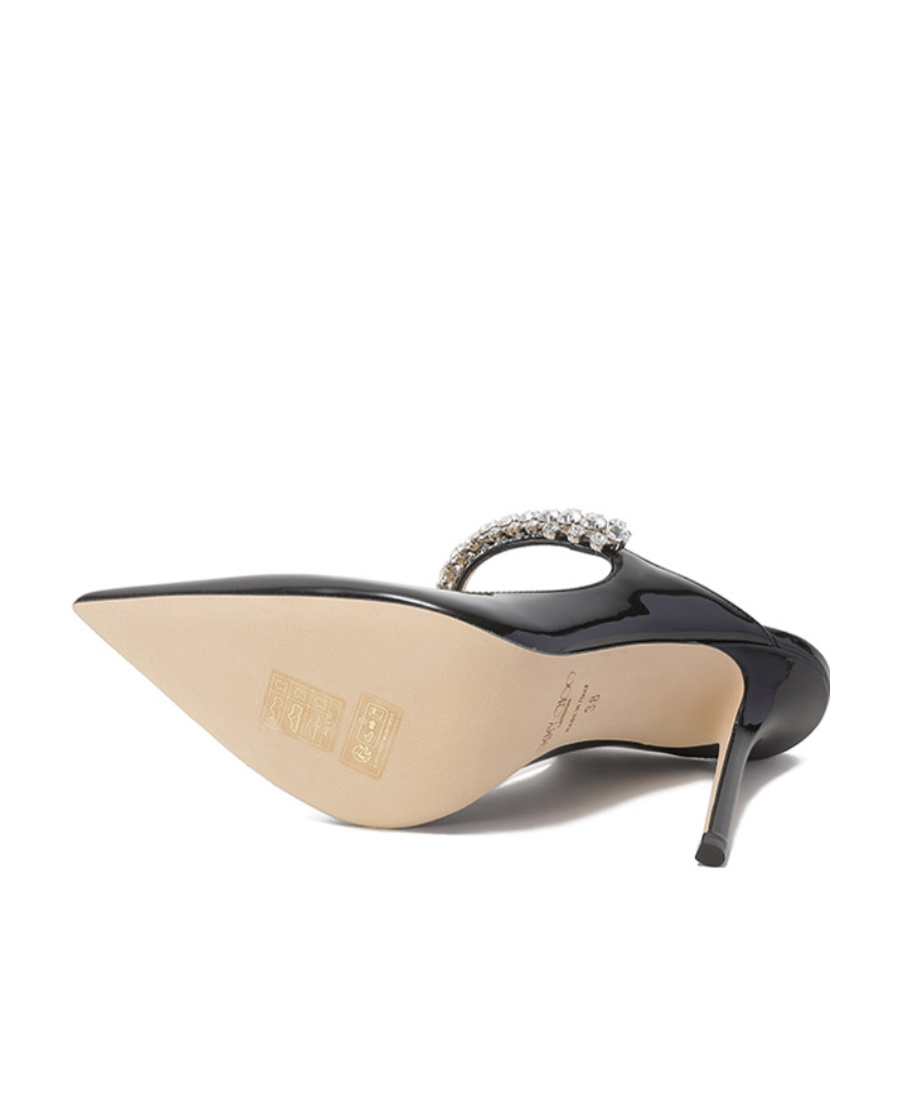Jimmy Choo Crystal Strap Embellished Mules With 10cm Heel In Black