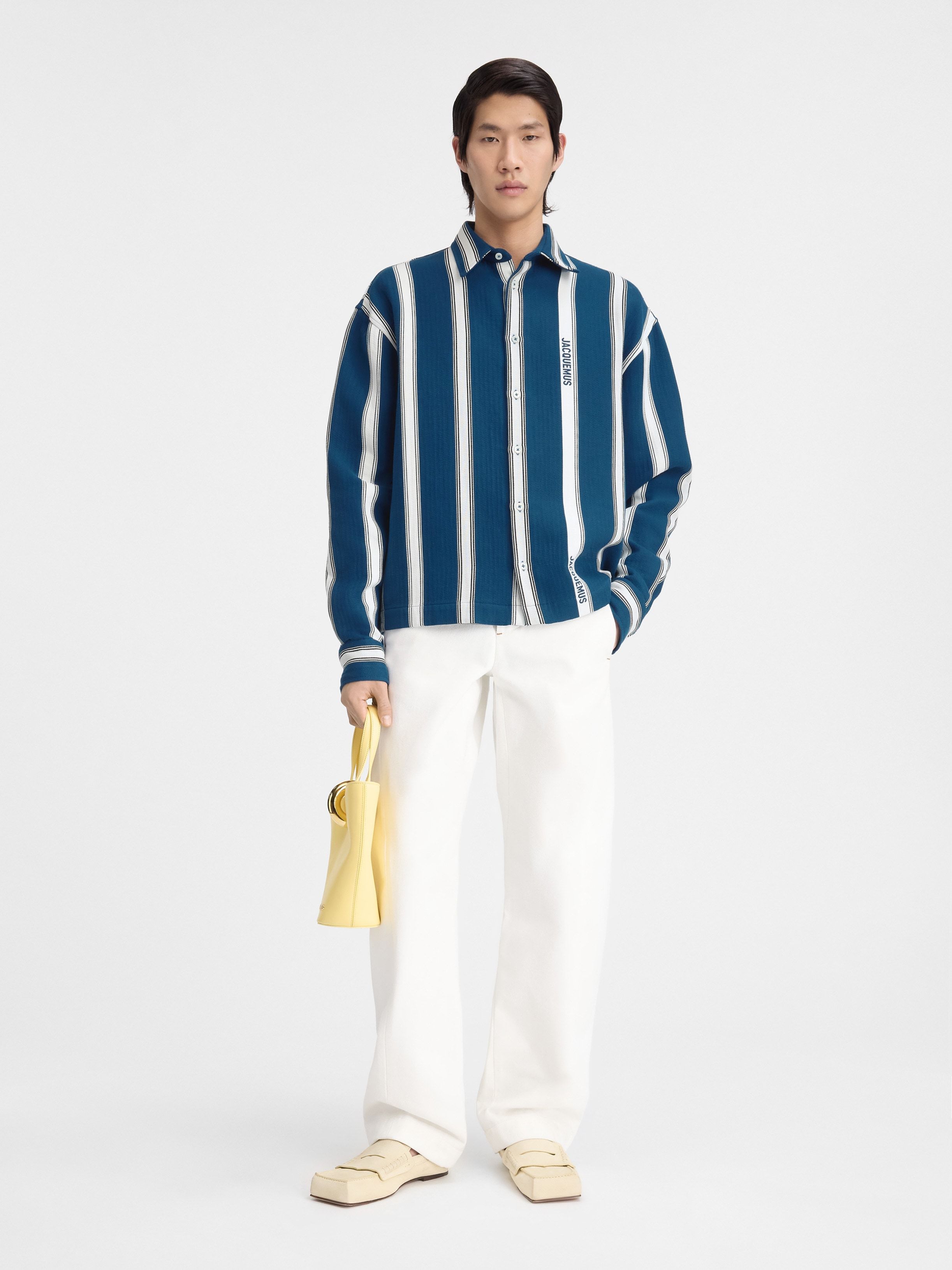 Jacquemus La Chemise Papier Striped Boxy Shirt In Blue