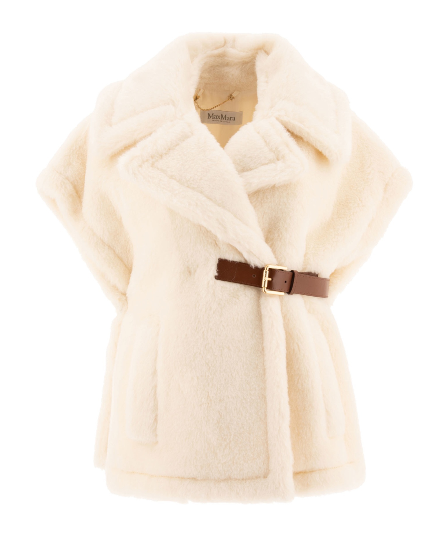Max Mara Teddy Fabric Alpaca And Wool Cape In Nude