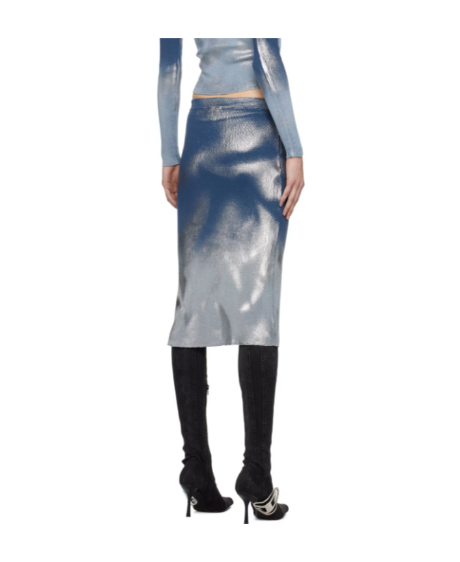 Shop Diesel Mi-lan Ribbed Midi Skirt In Gray
