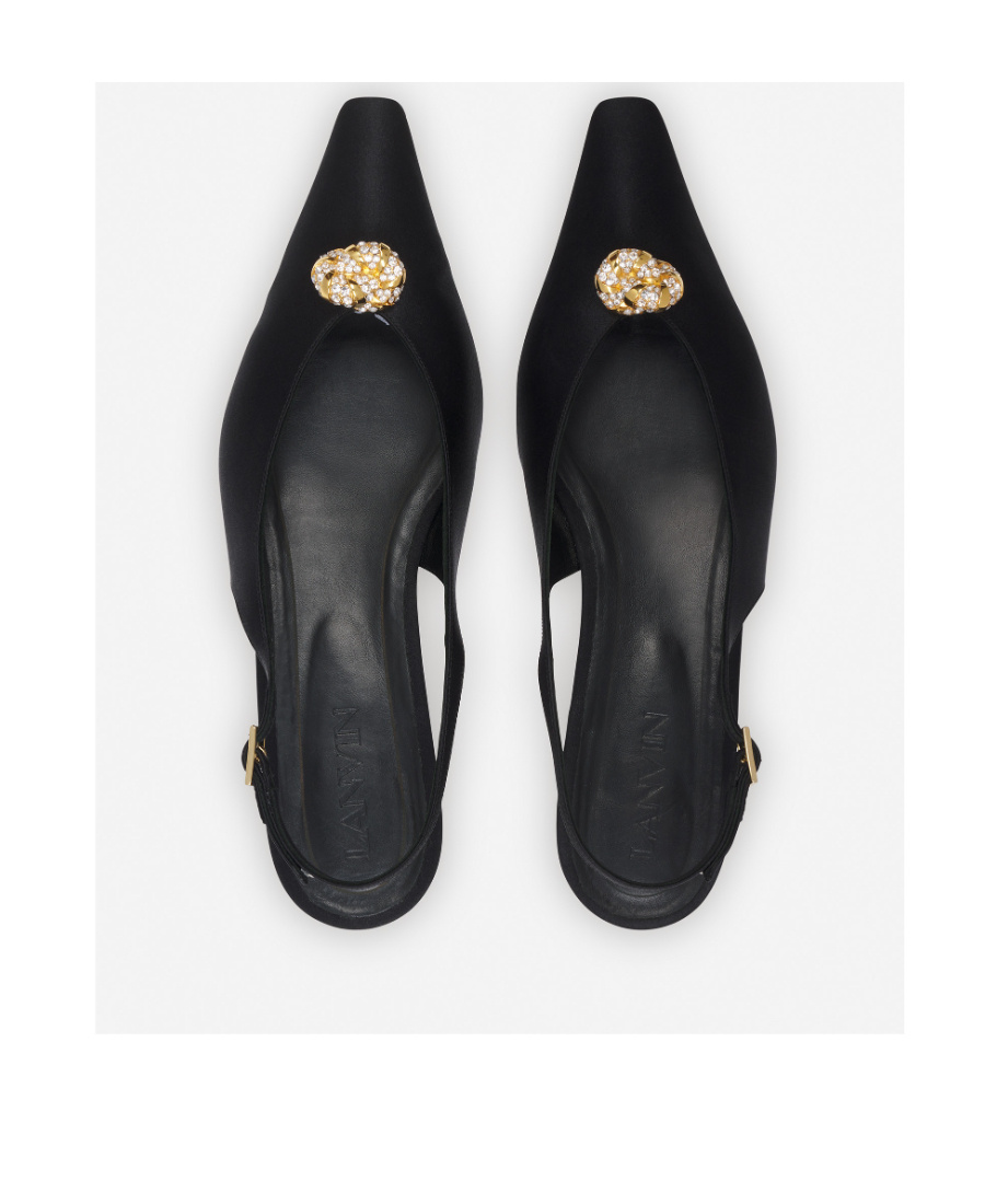 Shop Lanvin Swing Slingback Mules In Black