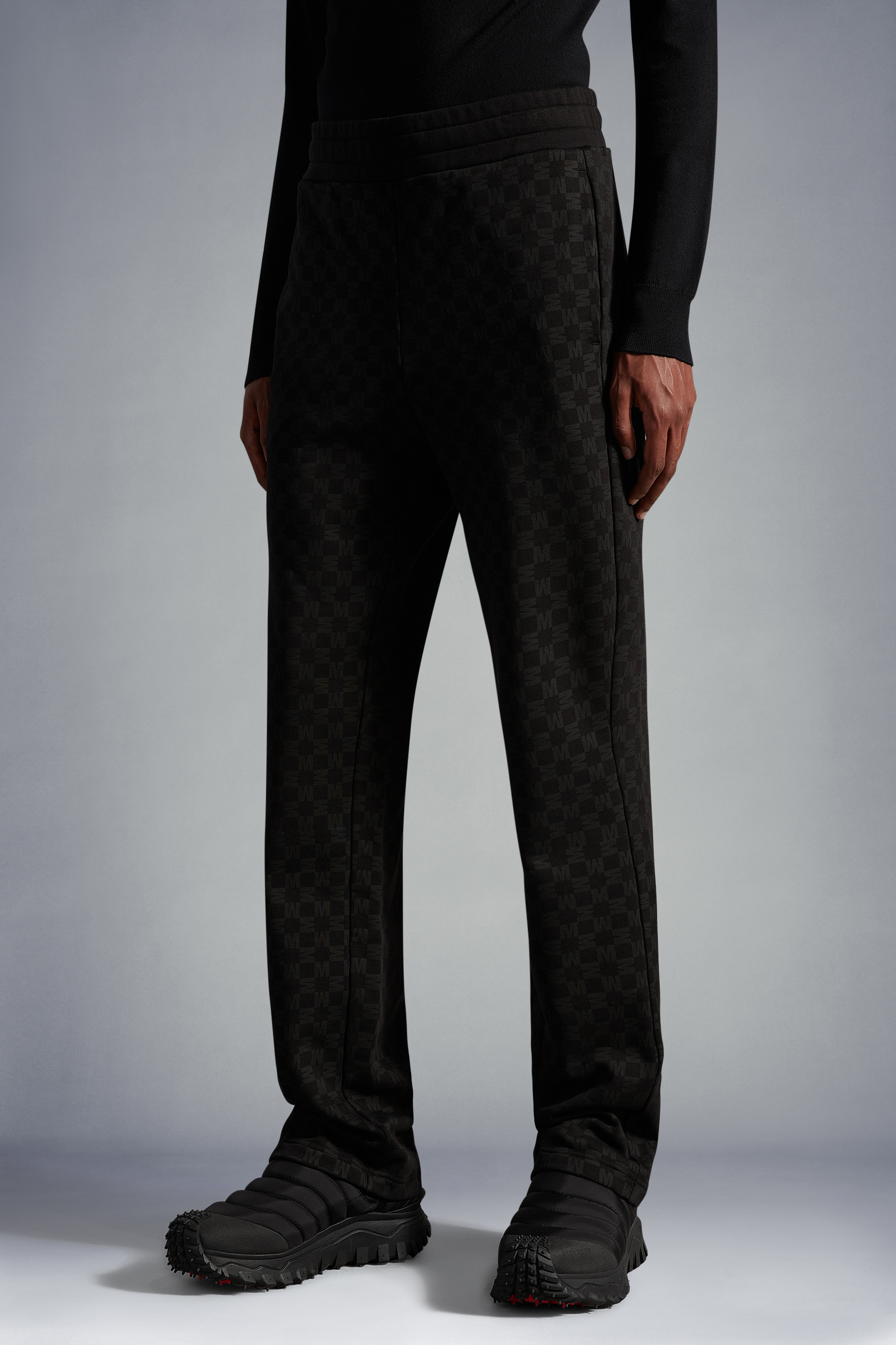 Moncler Monogram-print Track Pants In Black