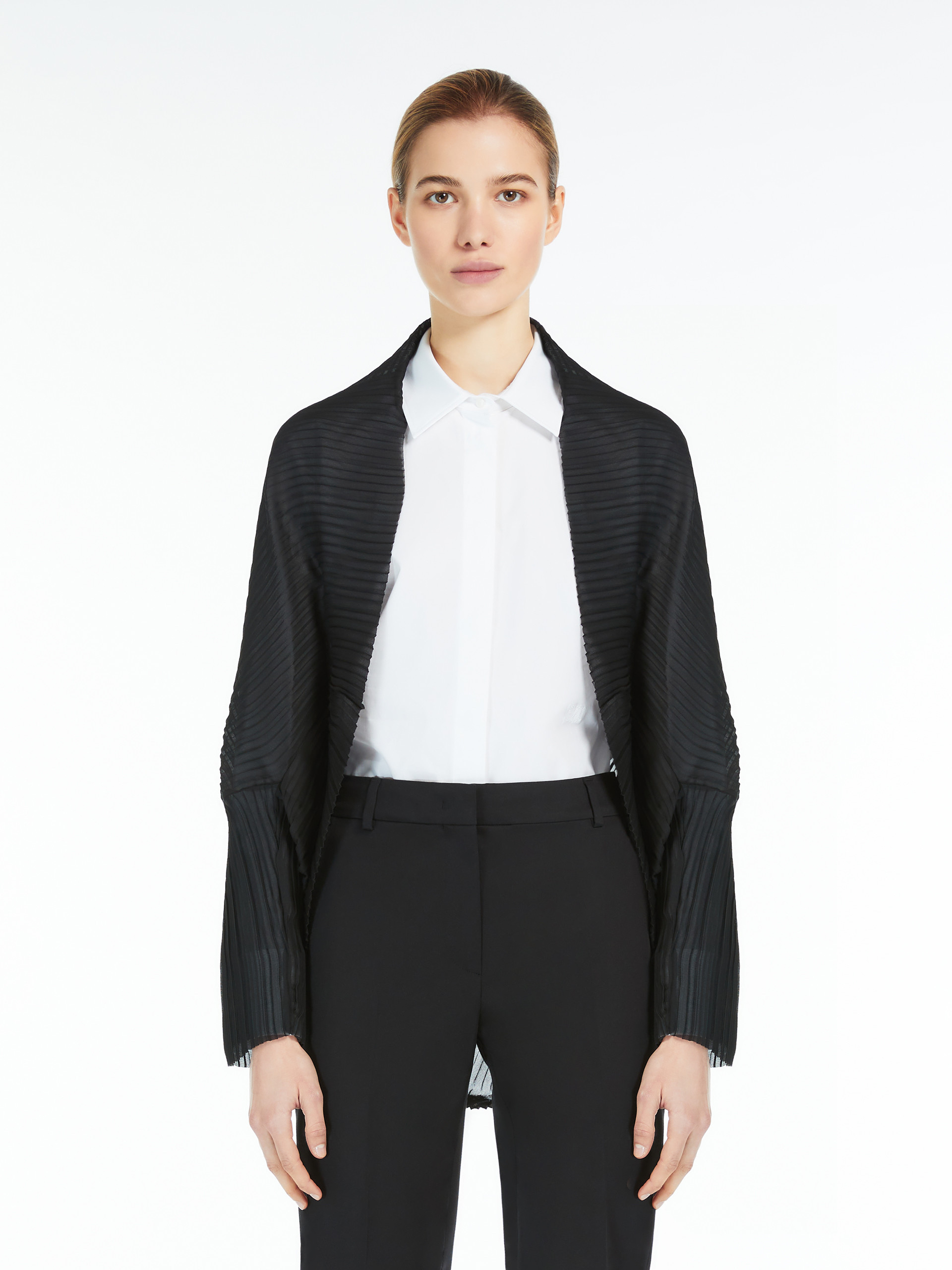 Shop Max Mara Pleated Casual Jacket In Black